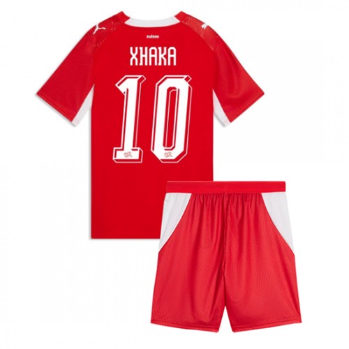 Stroje piłkarskie Szwajcaria Granit Xhaka #10 Koszulka Podstawowej dla dzieci MŚ 2026 Krótki Rękaw (+ szorty)